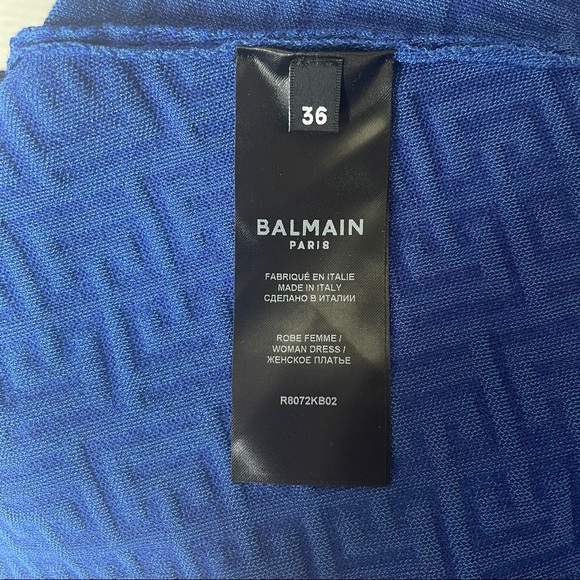 ❌SOLD❌ Balmain Balman Monogram Jacquard Long Sleeve Wool Blend Minidress - Picture 11 of 17